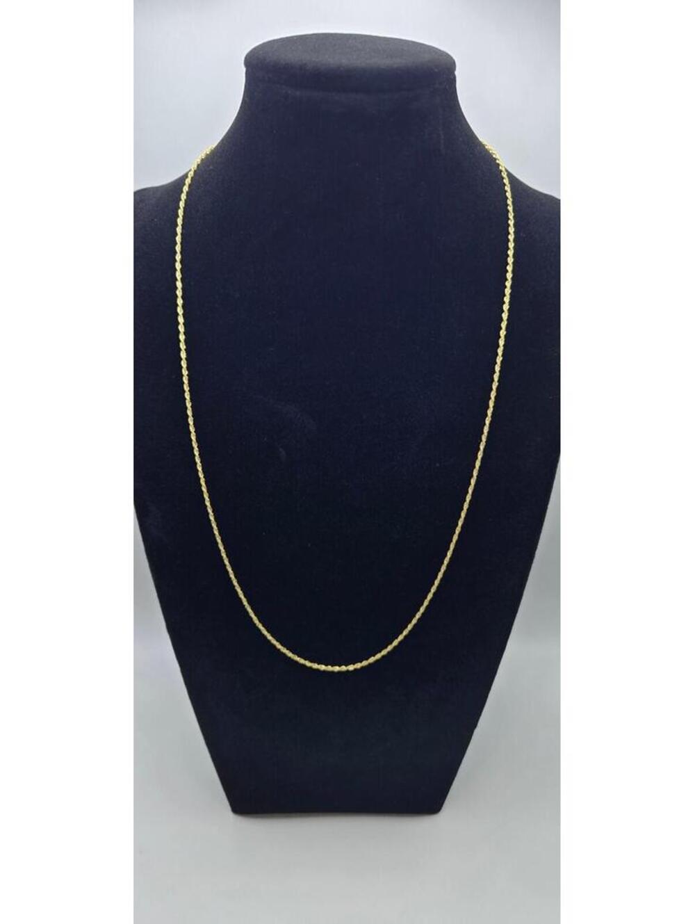 Real 14K Yellow Gold 1.6mm Diamond Cut Italian Rope Chain, 24" Italy - Picture 2 of 10
